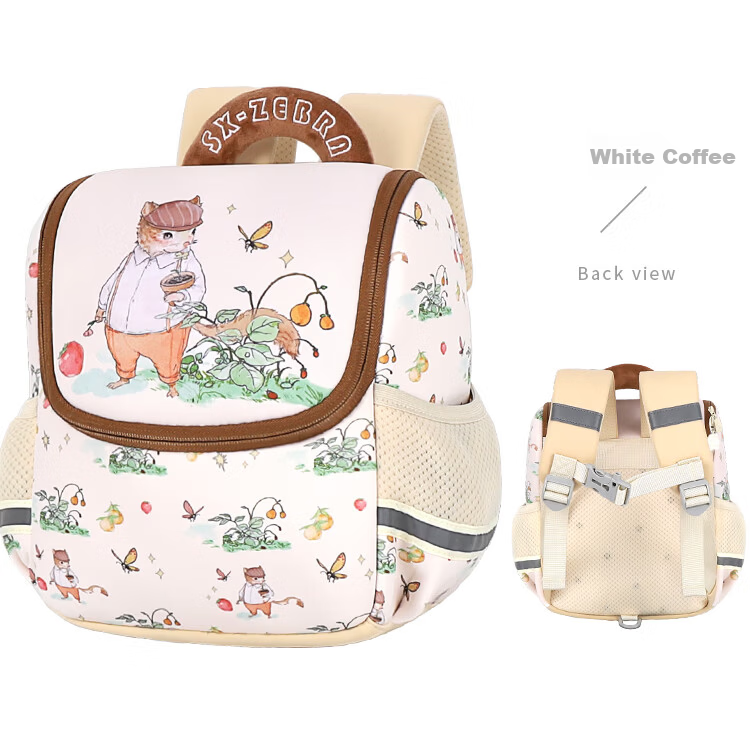 S.X-ZEBRA Kids Kindergarten Backpack Boys Girls Baby Lightweight Cute School Bag White Pink 4