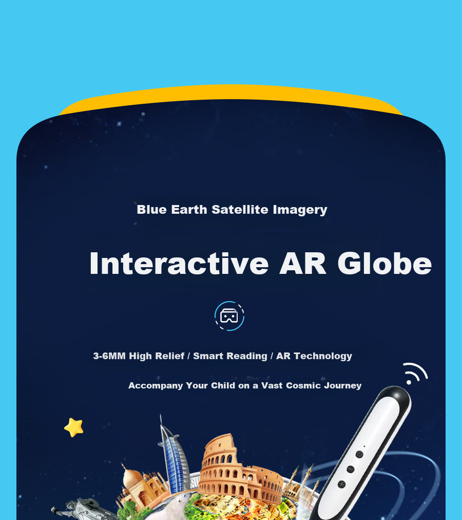 Blue Earth Embossed AR Reading Globe 3D Stereoscopic Student Children's Toy Boys Girls Birthday Gift Geography Enlightenment 1