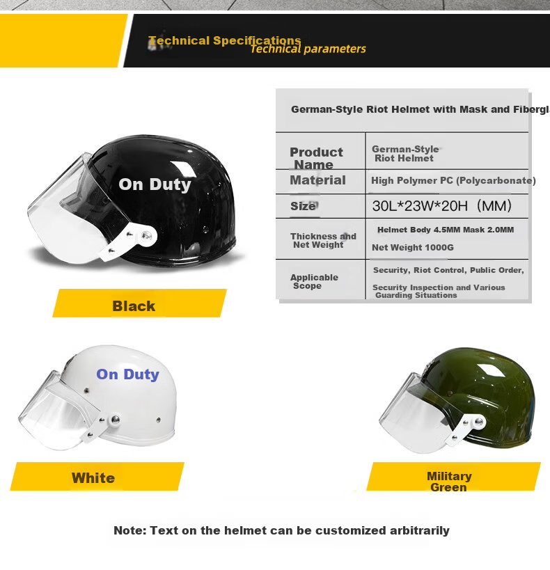 Lihu Shield German Style Riot Helmet Explosion-Proof Security Protective Helmet with Face Shield German Style Helmet [Black] 2