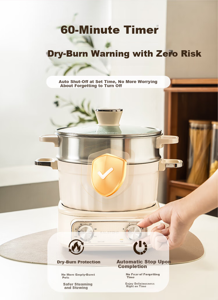 Kalstone N72 Titanium Ceramic Split Electric Cooker Multifunctional Small Electric Pot Hot Pot Dormitory Household Steamer and Cooker Instant Noodle Pot Small Electric Steamer 17