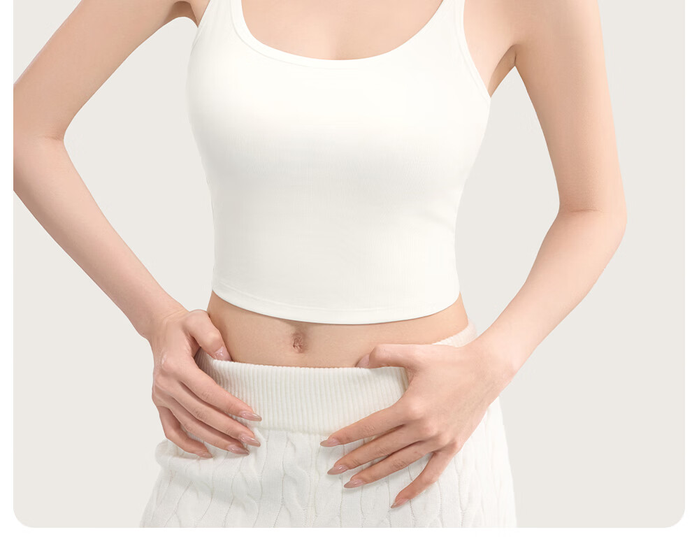 SecretWorld Zhao Jinmai Style Women's Camisole with Chest Pad, Bra-Free Integrated Back Design, White Outerwear and Innerwear 34