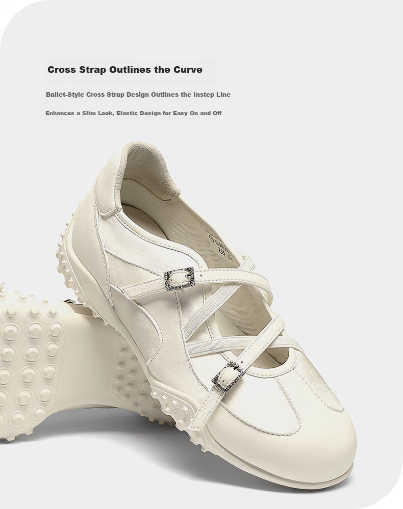 Goldlion Women's Ballet Mary Jane Shoes French Elegant Low-Cut Casual Sneakers G696530177 White Size 40 3