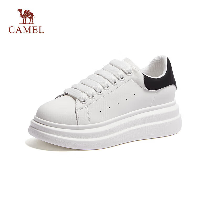 CAMEL Women's Casual Classic White Sneakers Platform Thick Sole L25S548064 White/Black Size 38