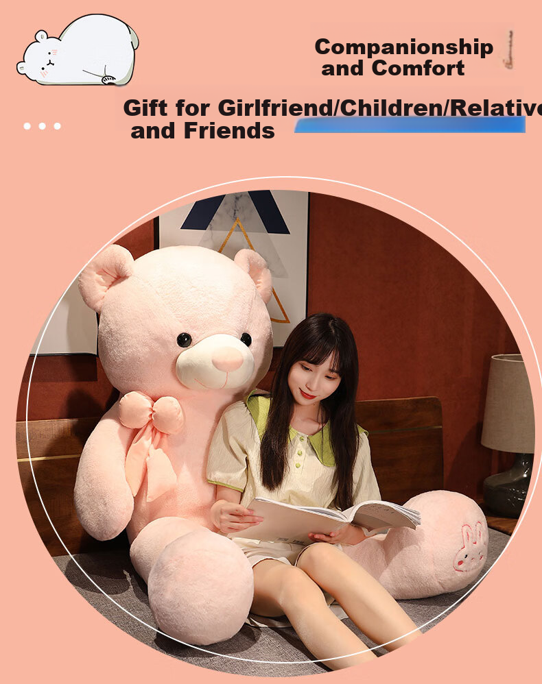 Hushi Little Treasure Bear Plush Toy 80cm - Women's Day Goddess Gift, Birthday Present for Girlfriend, Sleeping Hug Bear for Girls 8