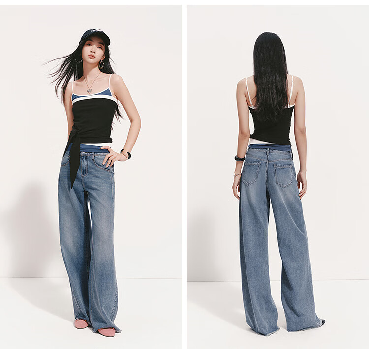 Semir Senrou Women's Summer Cool Antibacterial Loose Hemp Wide-Leg Jeans 2026 Trousers 109326124001 18