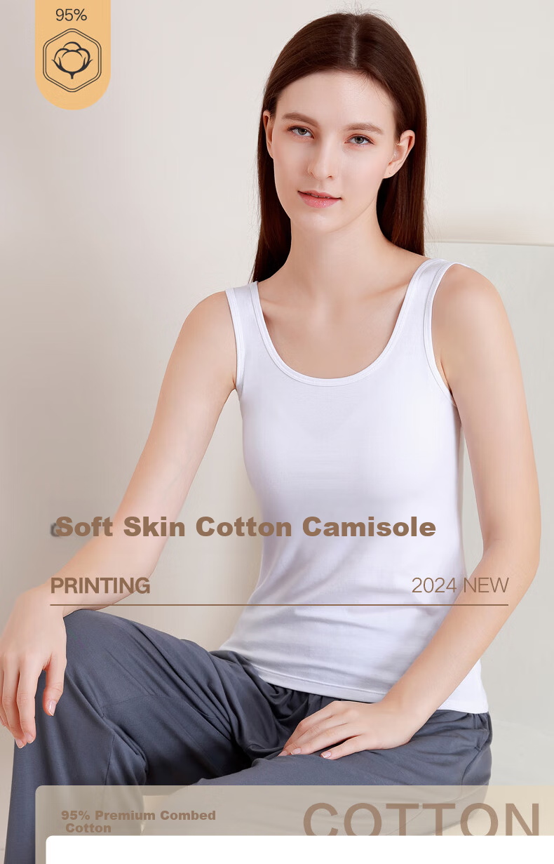 CHERISH LIFE Women's Cotton Breathable Sleeveless Tank Top White M(165) 1
