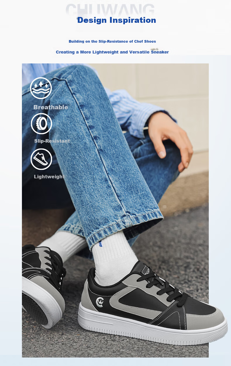 ChuWang Non-Slip Waterproof Oil-Resistant Kitchen Chef Shoes Casual Lightweight Work Sneakers Men's Thick Sole Comfortable C5017 Size 41 3