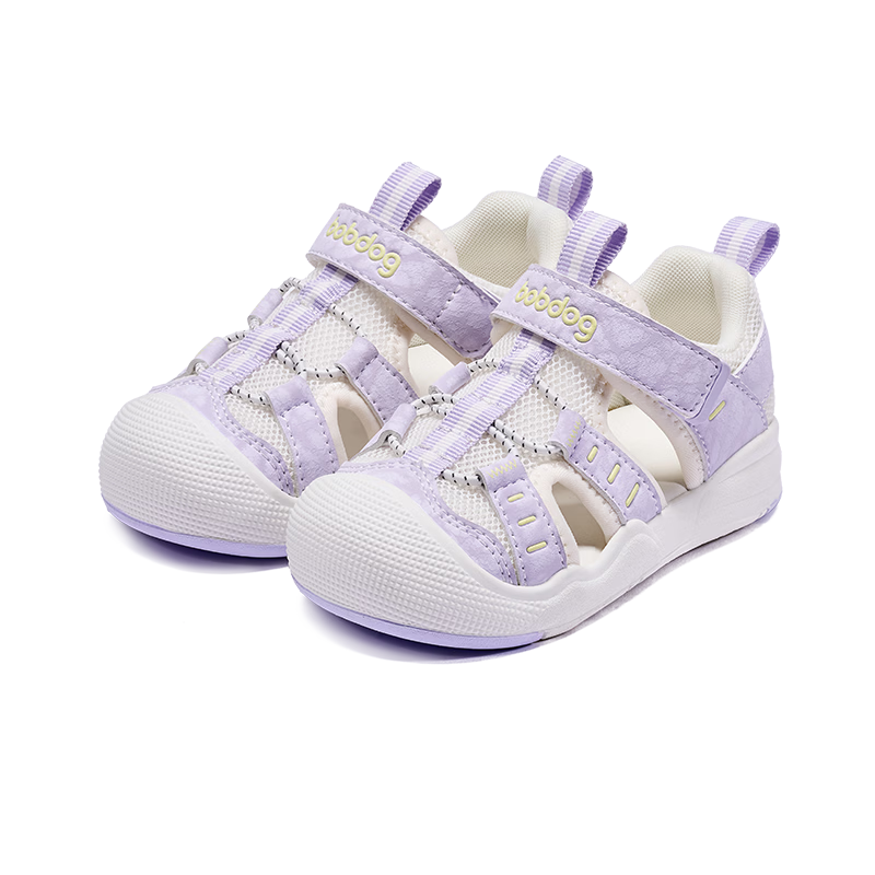 BOBDOG Children's Shoes, Baby Sandals, Toddler Shoes, Summer Breathable Hollow Soft-Soled, Functional Shoes for Boys And Girls, Light Purple, Size 20