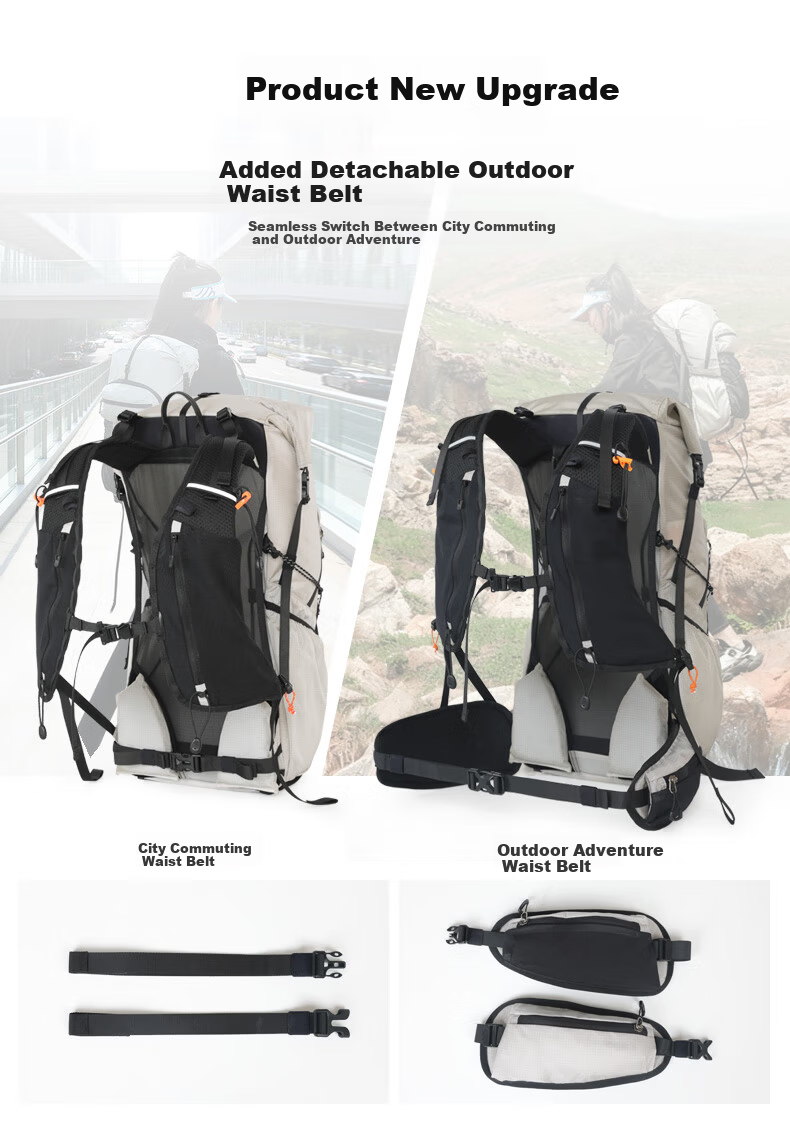 INOXTO Eagle 25L Suspended Back Professional Breathable Lightweight Hiking Mountaineering Travel Backpack 8122 Light Gray 7