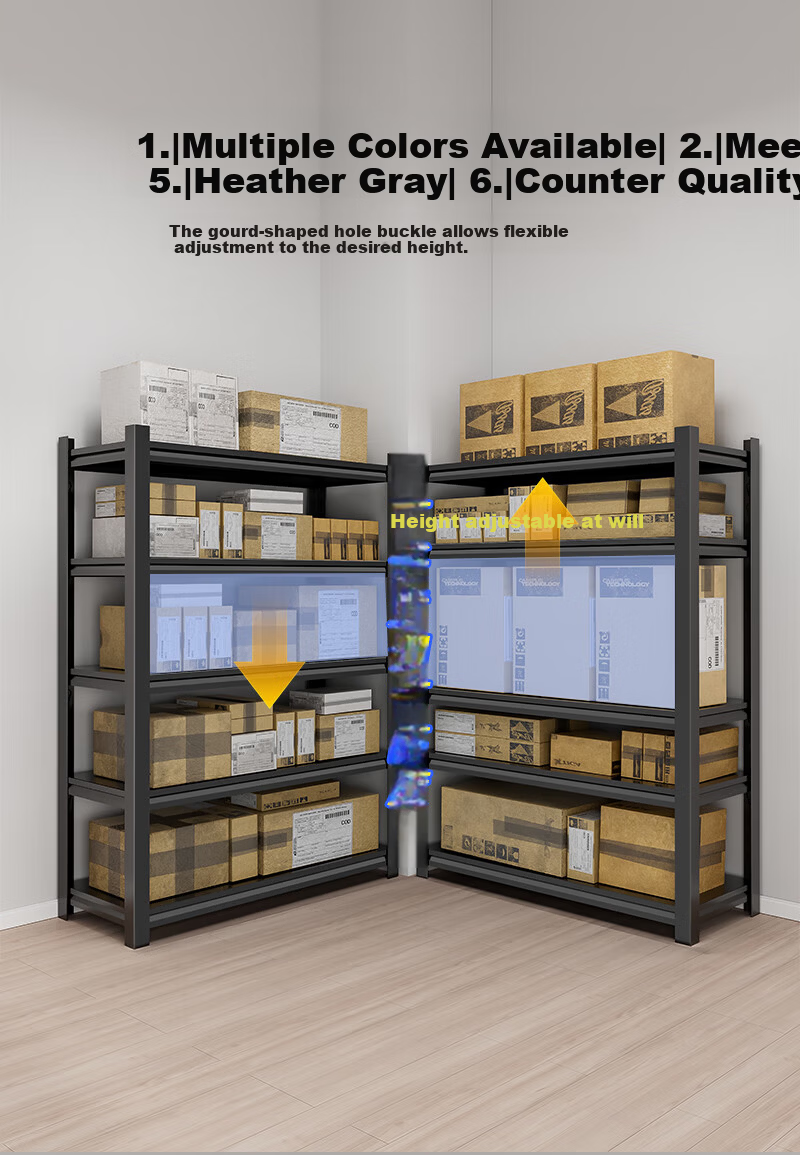 Storage Goods Rack Multi-Layer Shelving Unit Home Warehouse Floor Storage Organizer Balcony Iron Bookshelf Express Supermarket Cabinet 2