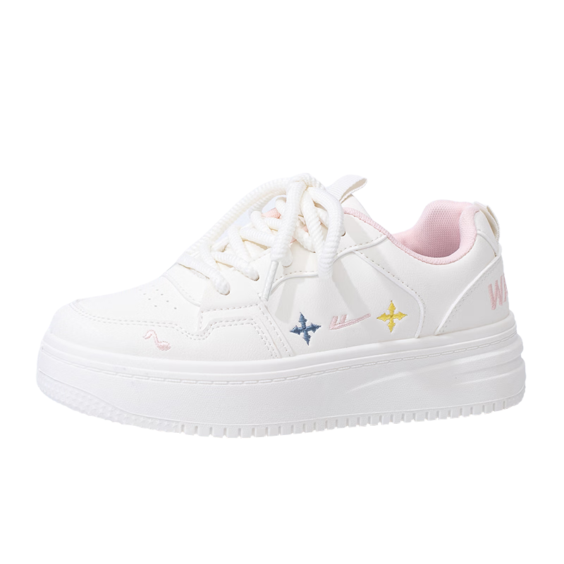 Warrior Women's Shoes, Fresh And Sweet Thick-Soled Shoes for Spring And Autumn, Versatile Casual Shoes, Student Sports Sneakers, Beige, Size 39