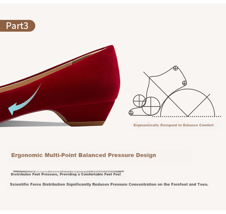 Josiny Chinese Style Wedding Shoes for Women, Xiuhé Main Wedding Dress, Dual Wear, Comfortable, Red Pointed Low Heel Bridal Shoes, Red, Size 36 5