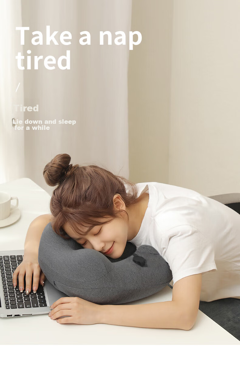 JAJALIN Inflatable U-Shaped Travel Neck Pillow Portable Sleep Aid for Long Trips Pressurized Cervical Support Pillow 3