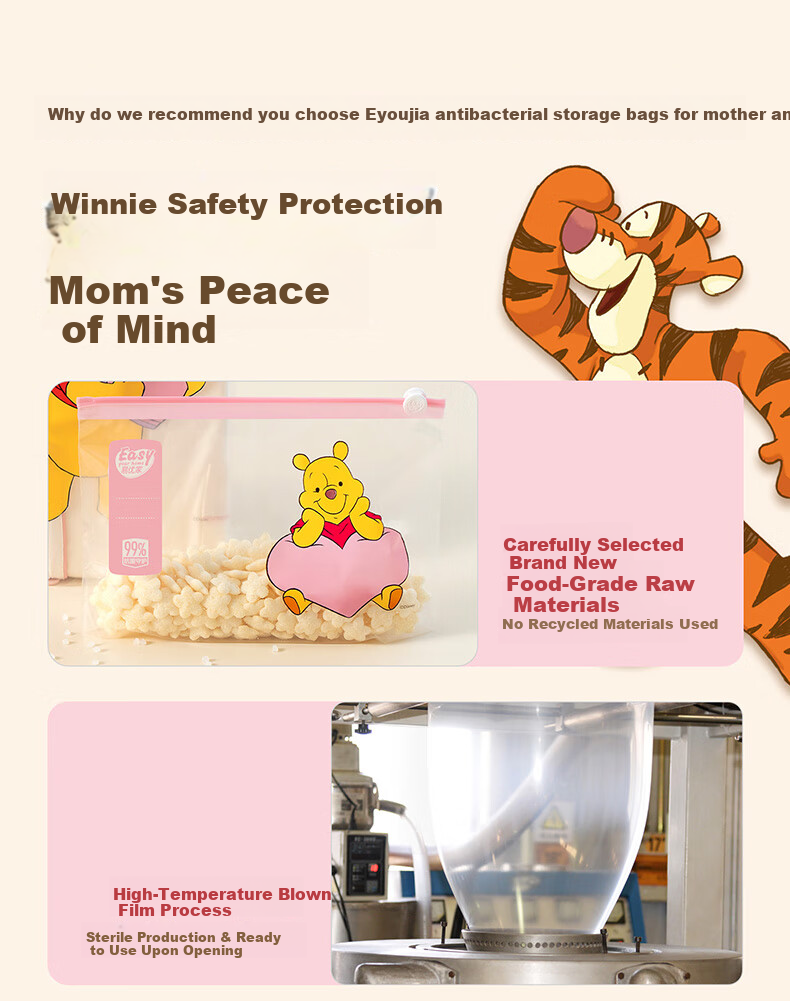 Eyoujia Maternity Storage Bag Antibacterial Baby Clothes Sealed Bag Kids School Clothing Organizer Disney Collaboration 7