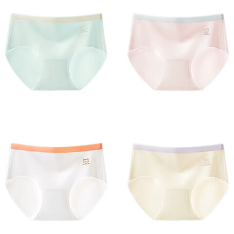 LangSha Children's Underwear, Girls' Ice Silk Thin Summer Triangle Panties, Antibacterial Seamless Breathable Solid Color Developmental Shorts for Older Childre