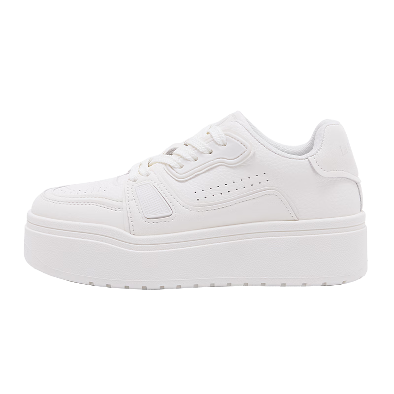 La Chapelle Women's Retro Thick-Soled Casual Sneakers Height-Increasing Versatile Sports White Shoes 655 White Size 36