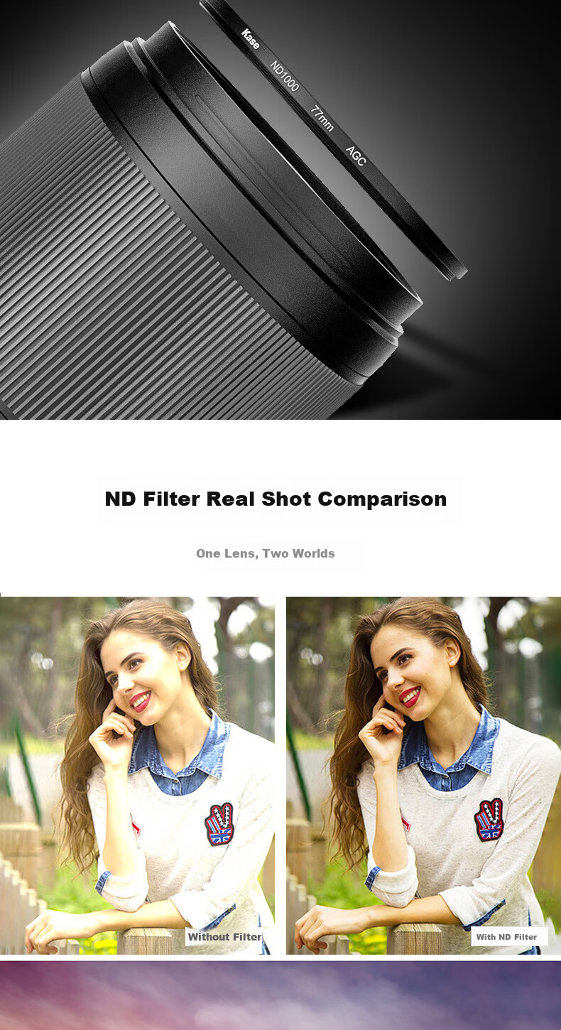 Kase ND Filter 40.5mm ND8 Neutral Density Slow Shutter Photography Filter Landscape Photography ND Filter Long Exposure Filter 7