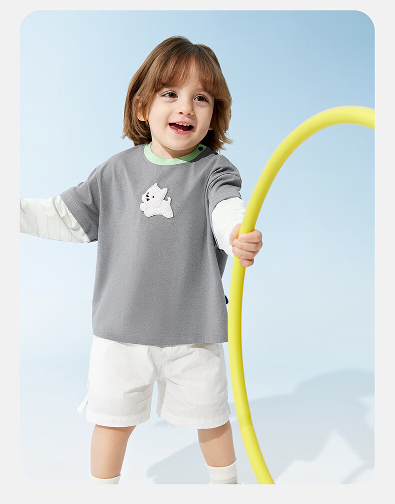 Babycare x West Highland Collaboration Spring Summer Kids Round Neck Long Sleeve T-Shirt Casual Top Lemongrass 80 18