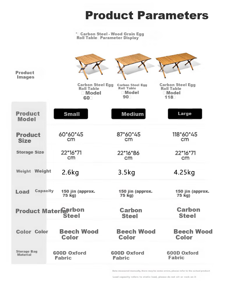 Gosoo Outdoor Folding Table Carbon Steel Egg Roll Table Large Portable Camping Picnic Stall Table and Chair Equipment 16