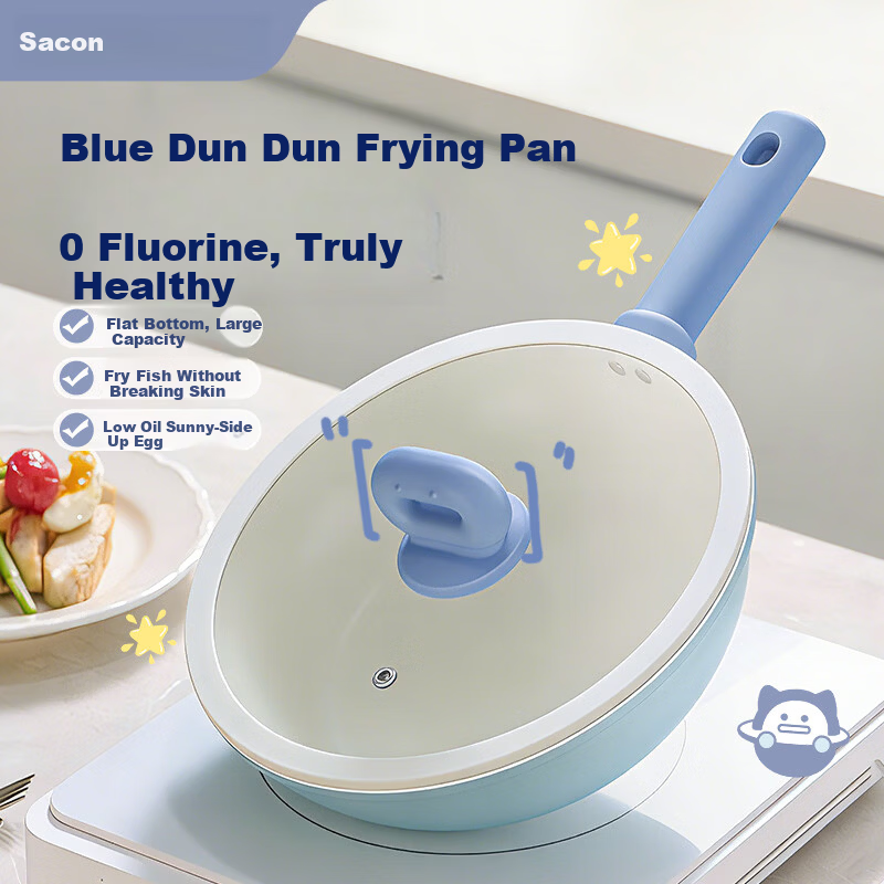 Sacon 24CM Non-Stick Ceramic Frying Pan Steak Pan Baby Food Cooking Pan Electric and Gas Stove Compatible