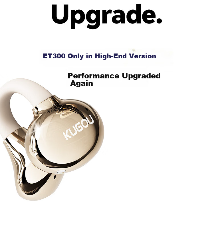 KUGOU ET300 Bluetooth 6.0 Clip-On Bone Conduction Earphones Open-Ear Wireless Sports Running Music Gaming Noise-Cancelling Long Battery Life 12