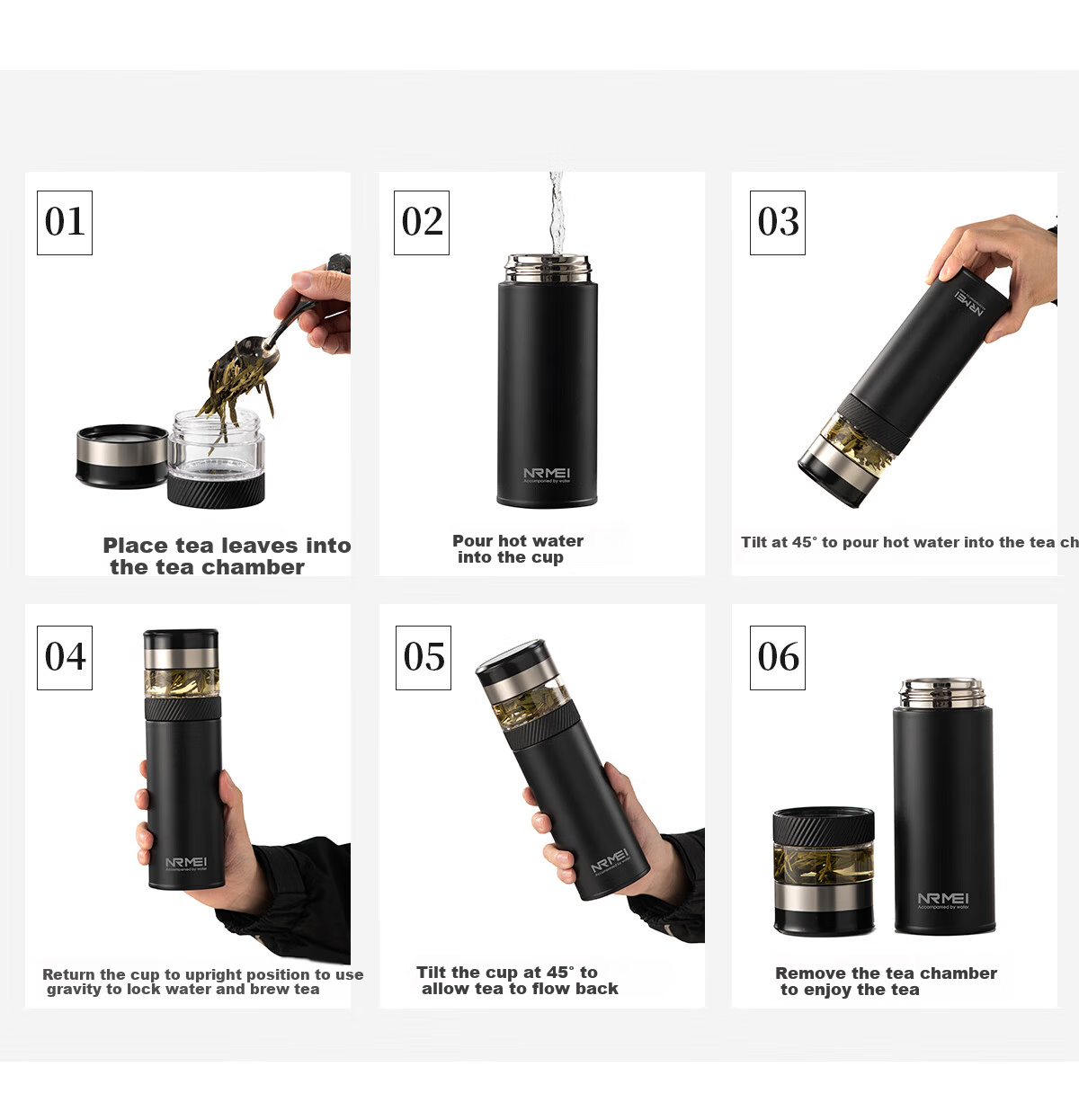 NRMEi Insulated Tea Separation Smart Water Bottle 316 Stainless Steel Men's Business Office Car Travel Gift Cup 18