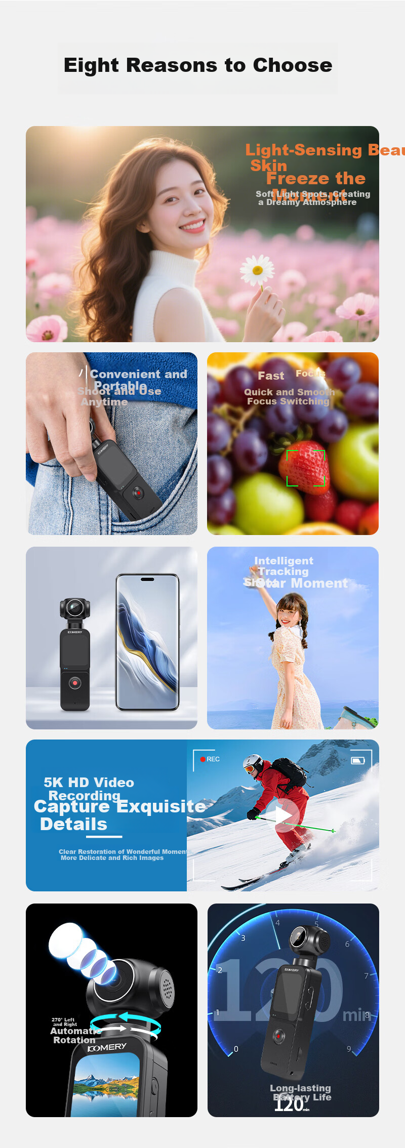 Heimaoriji OX3 Professional Action Camera with Image Stabilization, Touchscreen, for Cycling, Diving, Skiing, Hiking, High-Definition Selfie, Motorcycle And Bicycle Handheld Recording, Horizontal And Vertical Portable Vlog with Rotating Lens 3