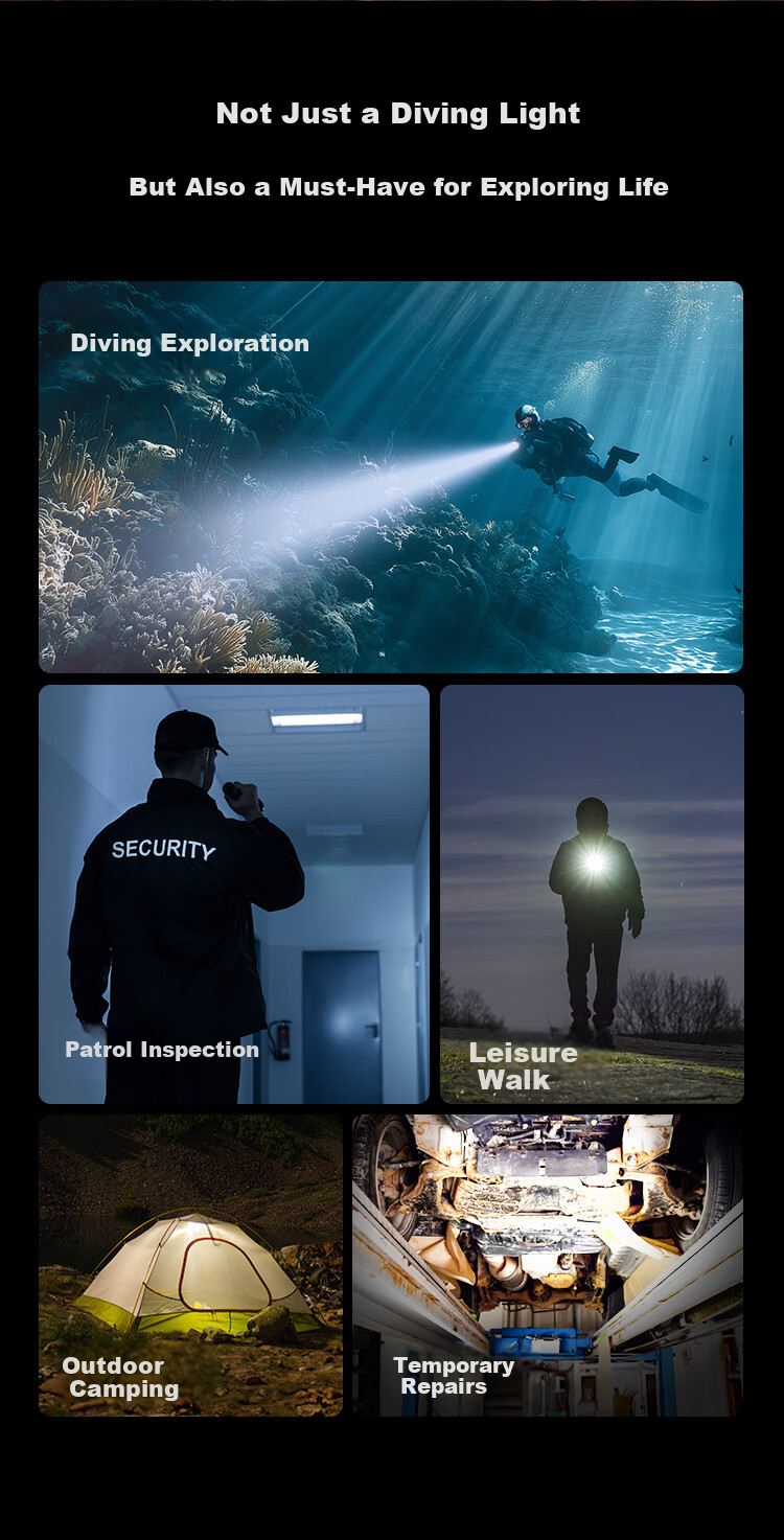 SupFire Underwater Diving Flashlight Professional High Brightness Waterproof Long Battery Life Outdoor Night Diving Sea Fishing Light 15