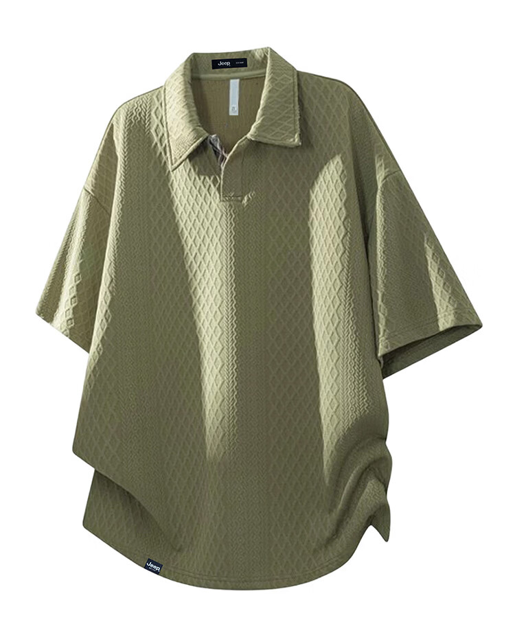 JEEP Men's Short Sleeve Waffle Polo Shirt Summer Casual Loose Fit Father's Day Gift 8