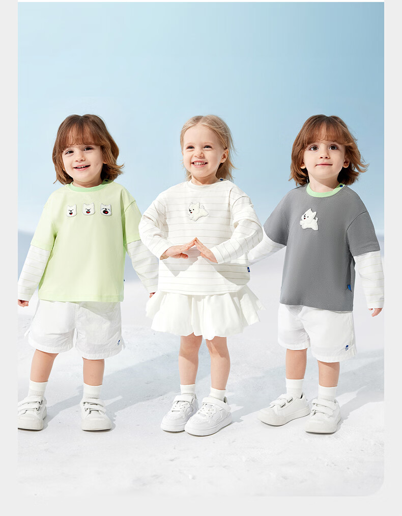 Babycare x West Highland Collaboration Spring Summer Kids Round Neck Long Sleeve T-Shirt Casual Top Lemongrass 80 7
