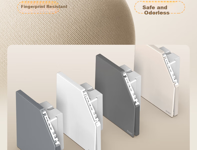 CHNT Switch Socket No-Paint Cream Style Large Panel Socket Faceplate Concealed X1M One-Gang Two-Way Control Phantom Silver Gray 20