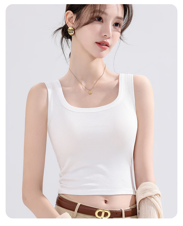 Langsha Summer Thin Strap Vest Slim Fit Sleeveless Sports Tank Top Outerwear Light Gray 4
