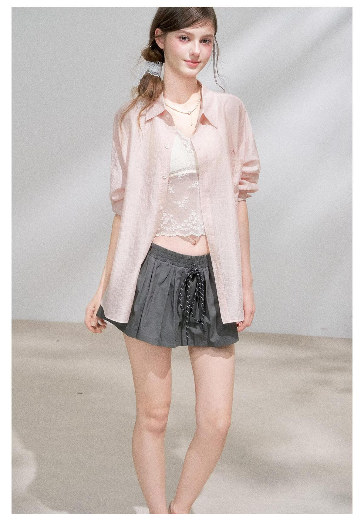 ICH MODE "Spring Light Leisure" Lyocell Sun Protection Long Sleeve Shirt Women Lazy Style Thin Jacket White M 19