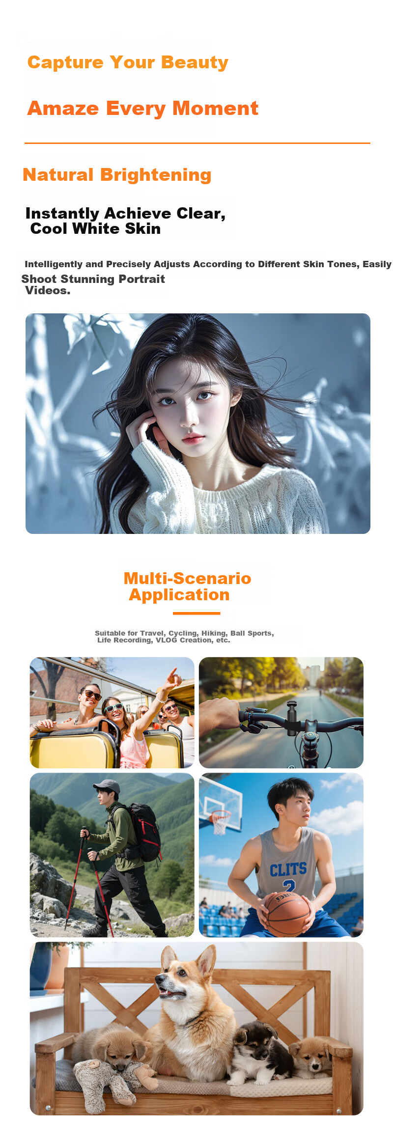 Heimaoriji OX3 Professional Action Camera with Image Stabilization, Touchscreen, for Cycling, Diving, Skiing, Hiking, High-Definition Selfie, Motorcycle And Bicycle Handheld Recording, Horizontal And Vertical Portable Vlog with Rotating Lens 4