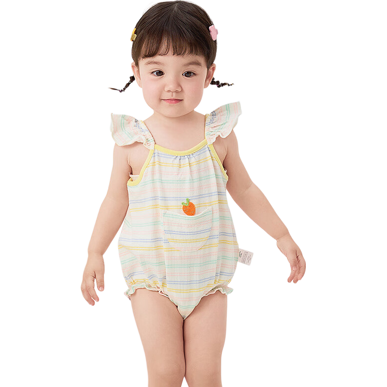 BALABALA Baby Clothes, Newborn Onesie, Girls' Romper, Triangle Bodysuit, Summer Wear, Sweet And Cute, 209225124001