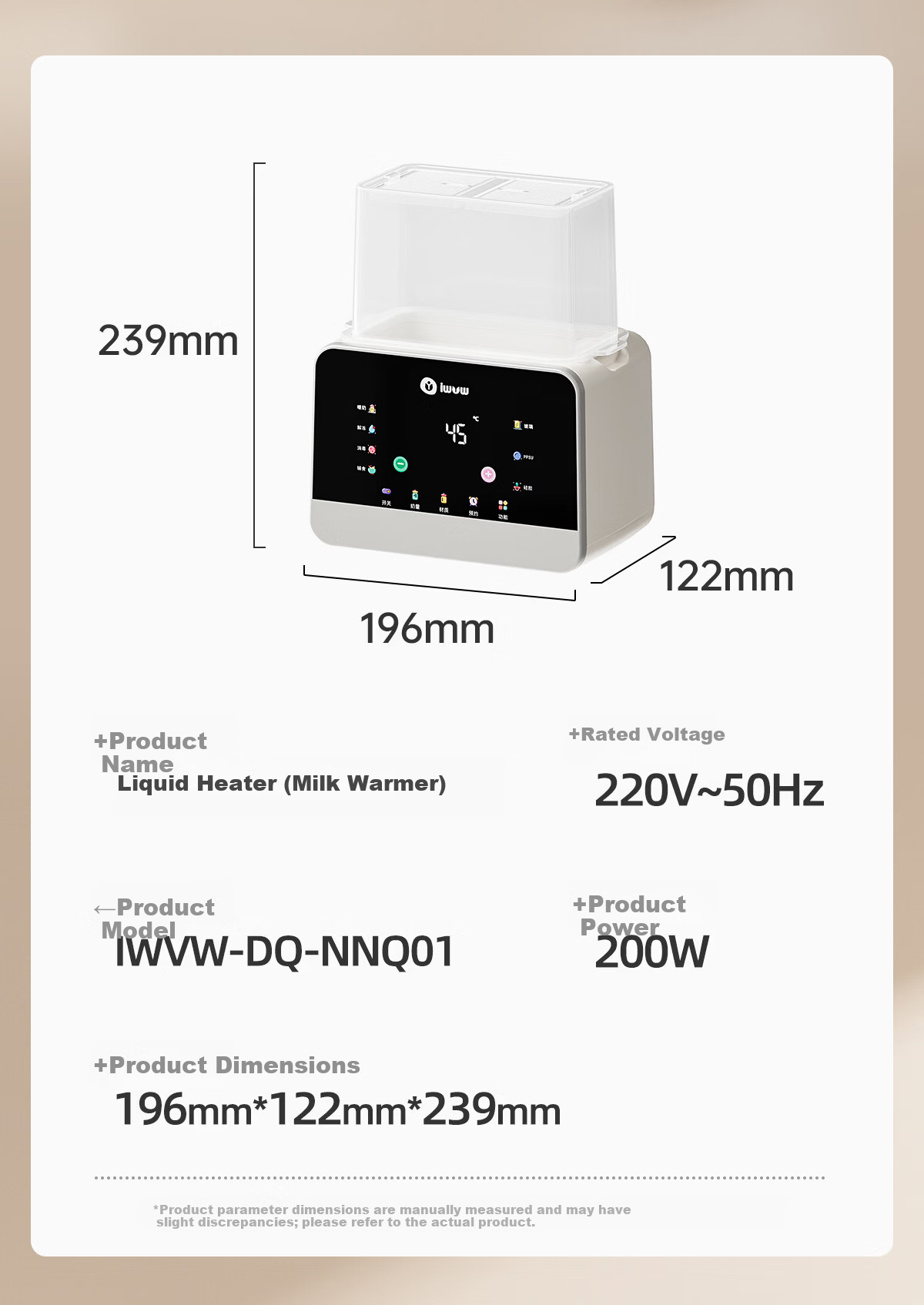 IWVW Milk Warmer and Sterilizer 2-in-1 Temperature Control Bottle Warmer Baby Formula Heater Breast Milk Defroster Steam Sterilizer 14