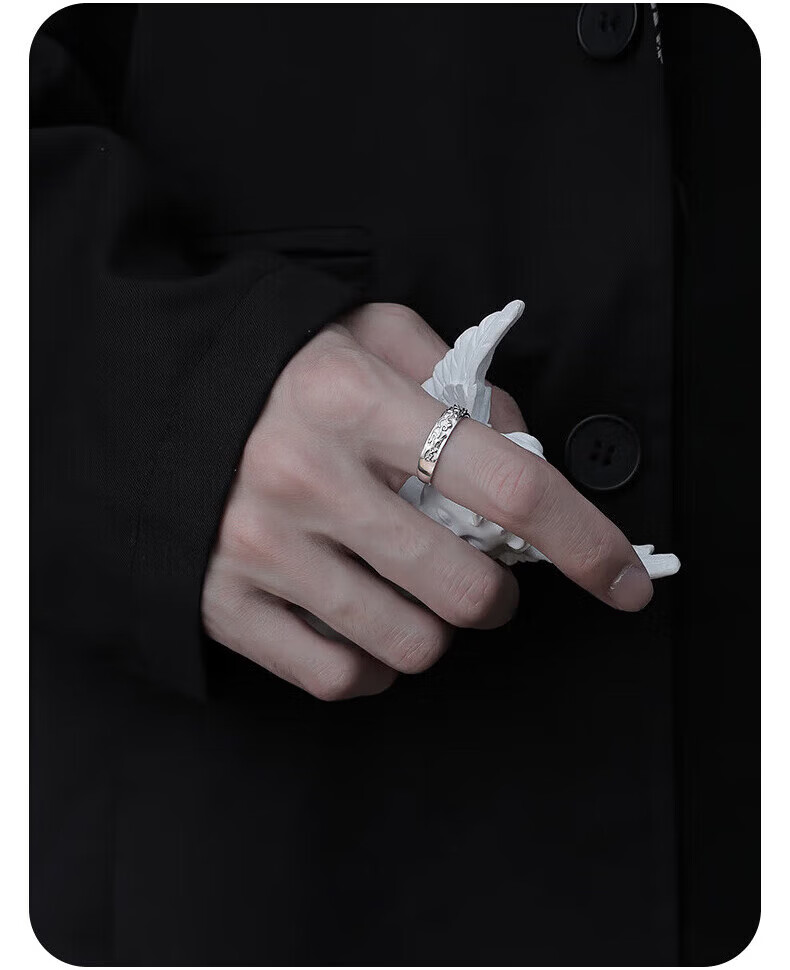 Zhoubaifu Pure Silver Solitary Star Ring for Men, Elegant Luxury Ring, Birthday Christmas Gift for Boys 5