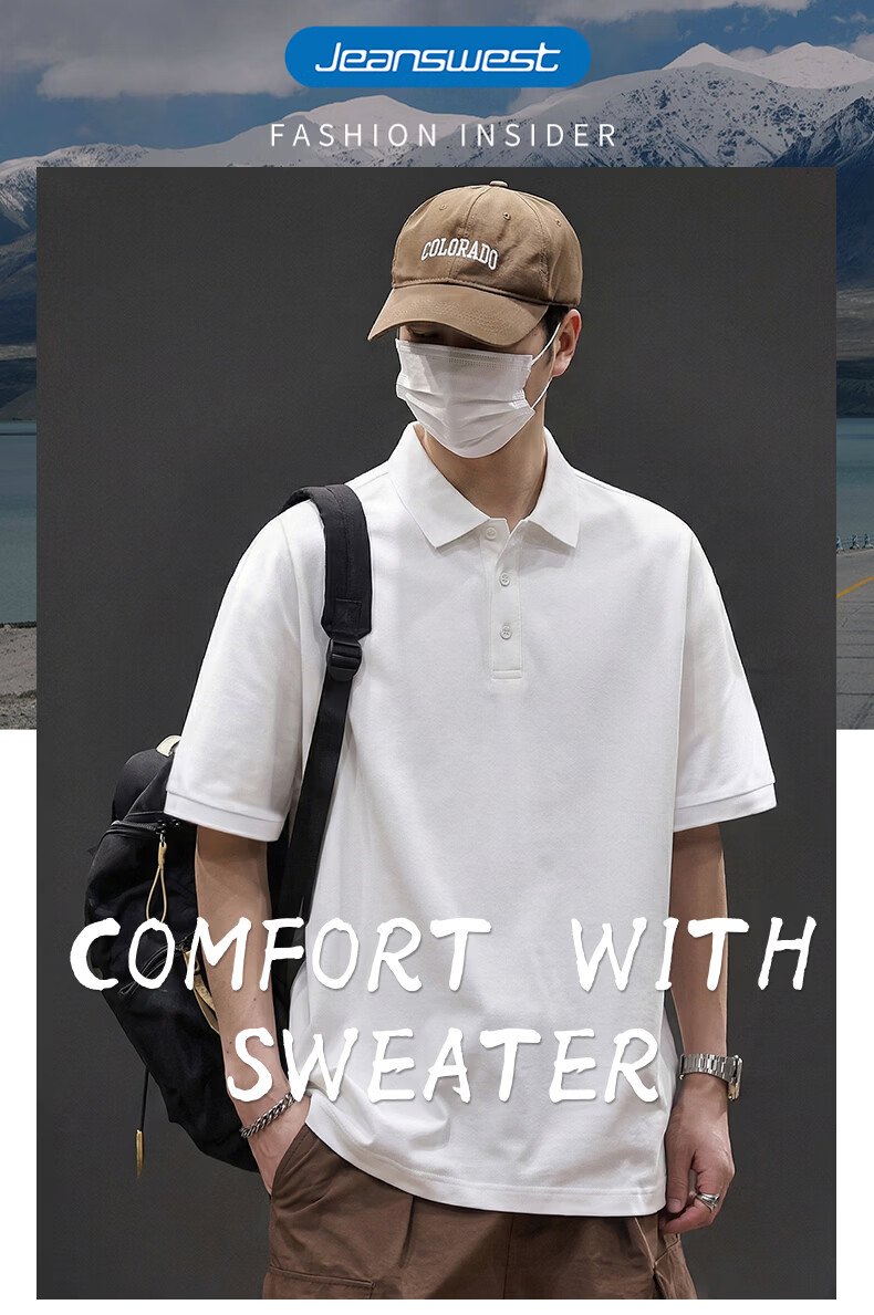 Jeanswest Men's Short Sleeve Polo Shirt 2026 Summer Mint Cool Casual T-Shirt Base Layer Men's Light Gray 3XL 1