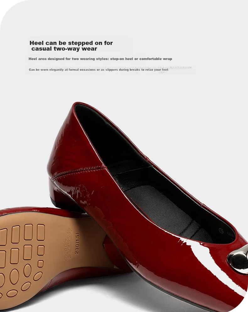Goldlion Women's Professional Commuter Low Heel Square Toe Two-Wear Chunky Heel Low-Cut Shoes G686530265 Wine Red Size 40 5