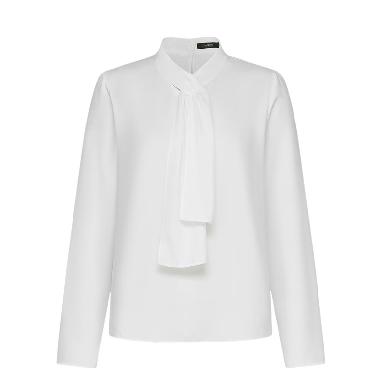 G2000 Women's Spring Autumn Comfortable Long Sleeve Casual Shirt with Textured Fabric and Ribbon Design, Same Style as Mall