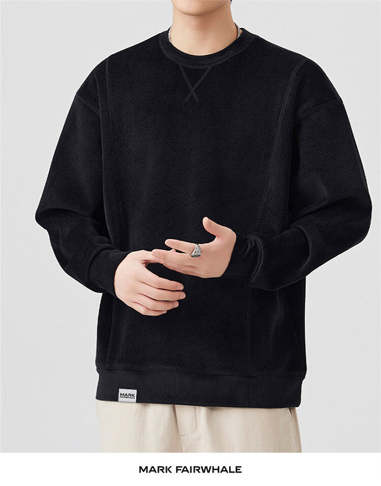 MARK FAIRWHALE Men's Sweatshirt Spring and Autumn Heavyweight Long Sleeve T-Shirt Casual Jacket Top Base Shirt Gray Green XL 6