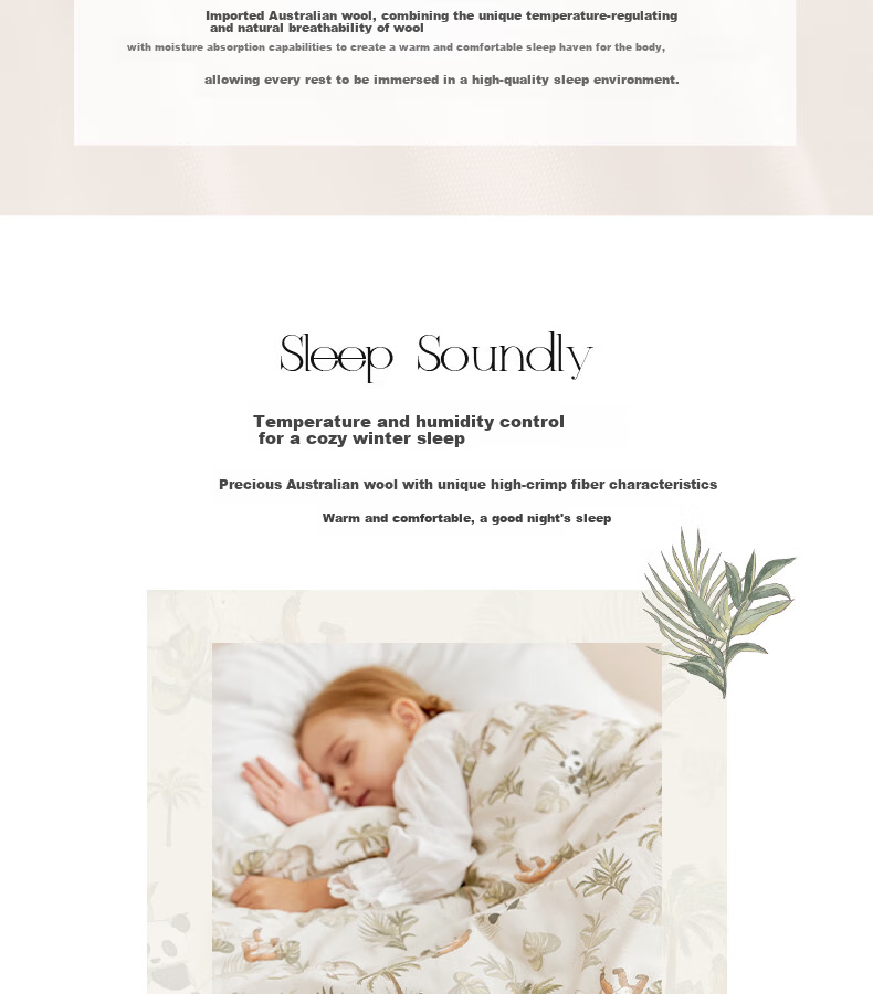 YEEHOO 100% Australian Imported Wool Quilt Baby and Child A-Class Fluffy Warm Autumn Winter Quilt Core 120*150cm 3