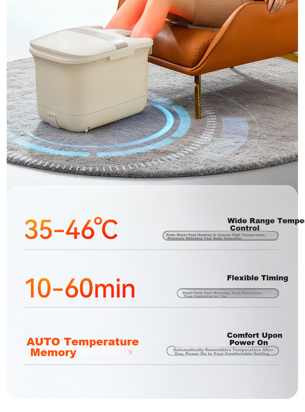 CLORIS German Foot Bath Basin Automatic Massage Soaking Bucket Deep Double Steam Foot Soaking Bucket Constant Temperature Heating Electric Foot Washer Gift for Wife Women's Day F10-A 16