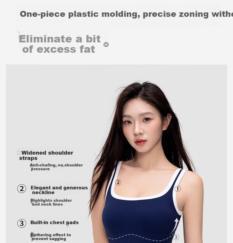 Curvilism [Victoria Song Style] Yoga Fitness Shaping Bodysuit Tummy Control Hip Lift Waist Cincher Navy Blue Size L 2