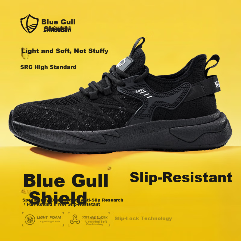 BlueOwlShield Chef Shoes Men Kitchen Non-Slip Waterproof Ultra-Light Breathable Comfortable Durable Work Shoes D283 Size 42