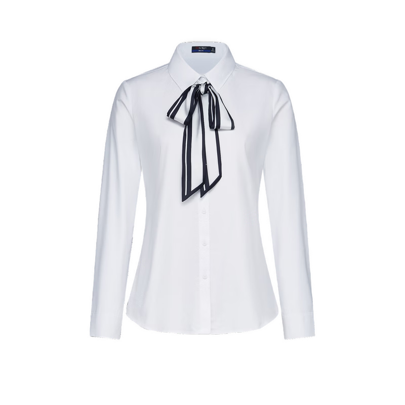 G2000 Women's Long Sleeve Commuter Shirt Cotton Blend with Tie Included All-Season Mall Edition