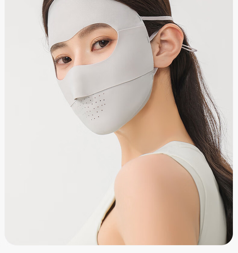 Romon Sunscreen Face Mask Women's Full Face UV Protection Breathable Cycling Ear-Hook Ice Silk Mask Veil for Men 15