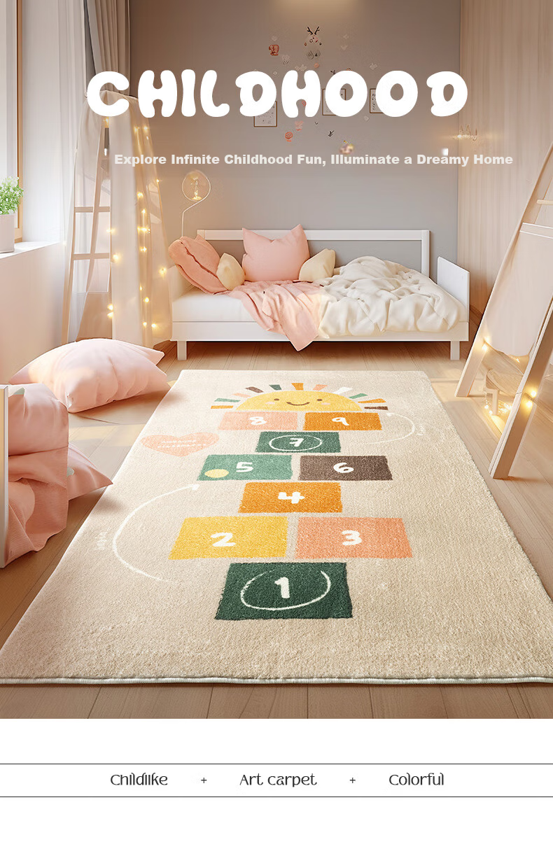 Keecy Non-Slip Kids Room Carpet Bedroom Balcony Boys Crawling Mat Thickened Wash-Free Girls Study Reading Area Rug 1