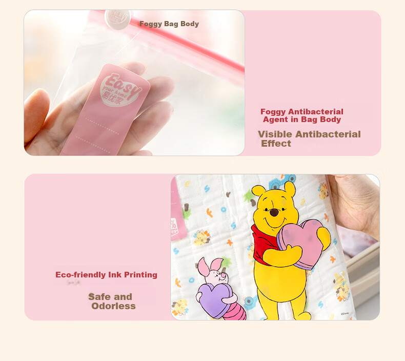 Eyoujia Maternity Storage Bag Antibacterial Baby Clothes Sealed Bag Kids School Clothing Organizer Disney Collaboration 8