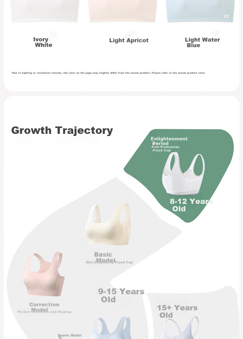 COCO SMART Children's Underwear 12-15 Years Girls Thin Breathable Vest Development Stage Primary School Girls First Stage Bra 5